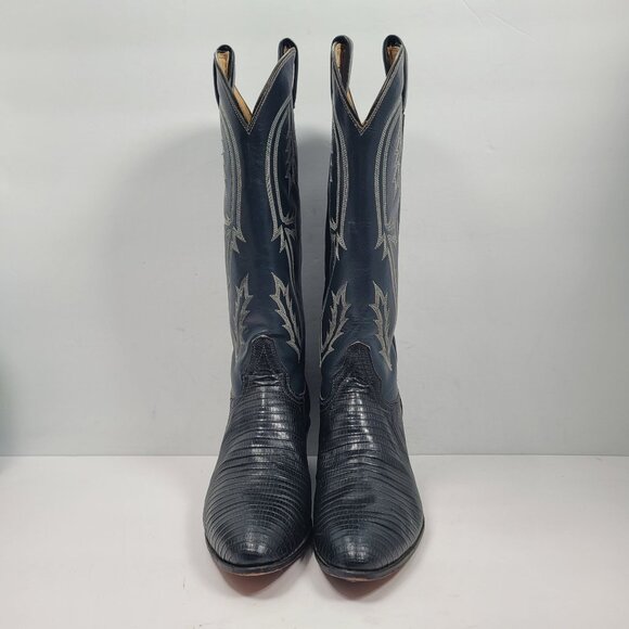 Tony Lama Women's Navy Blue Black Cowboy Boots 14024 US Size 7.5A - Picture 3 of 11